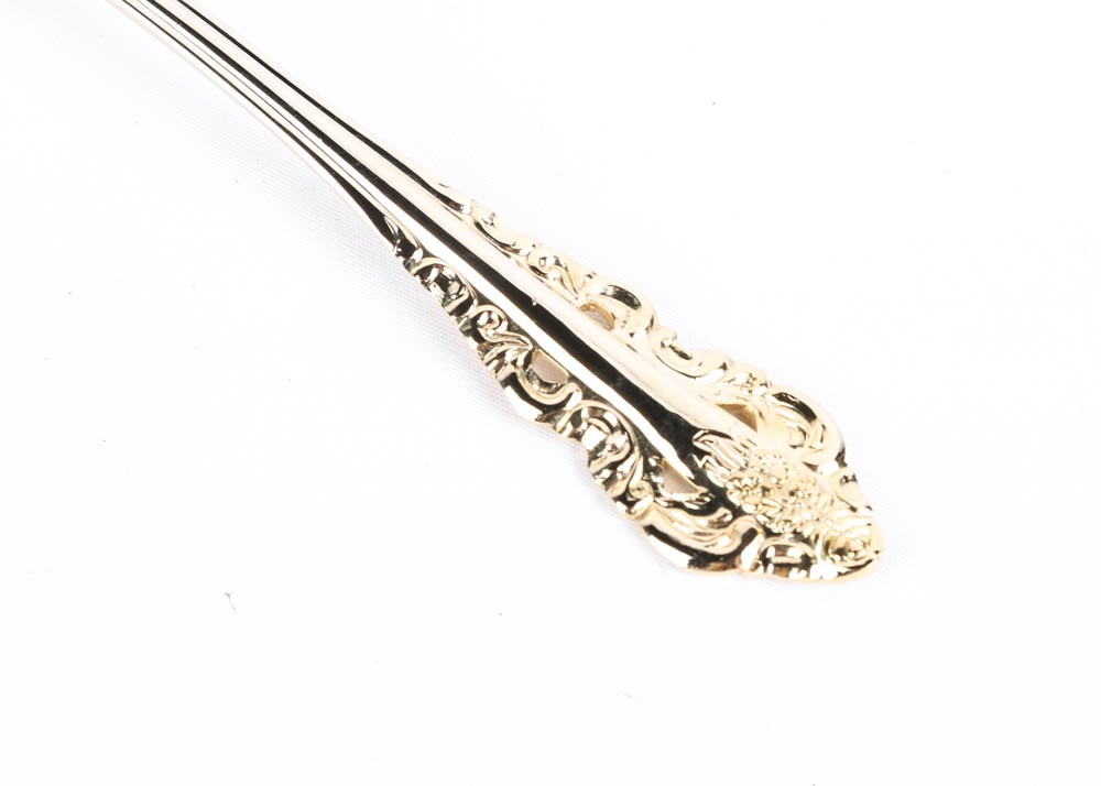 Wallace "Antique Baroque" Gold Plate Flatware Service for Twelve