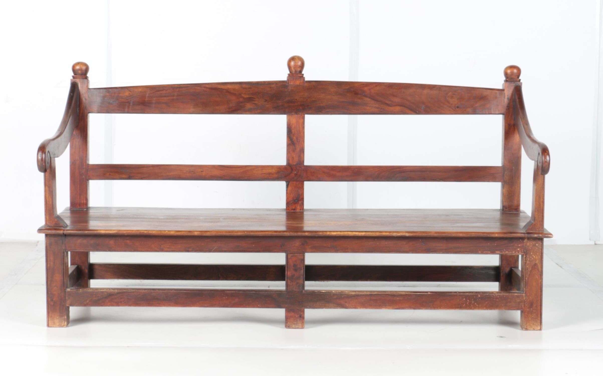 Vintage Chinoiserie Elm Bench
