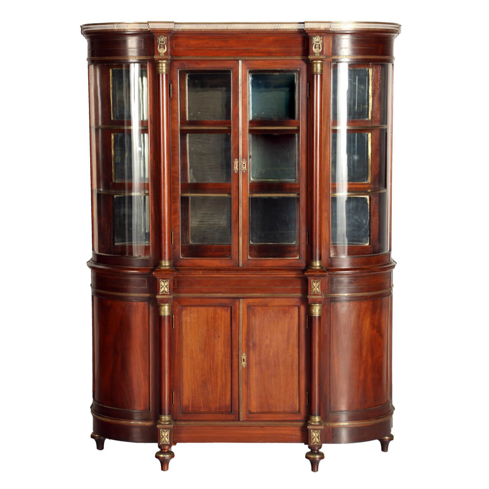 Early 20th Century Mahogany Two Piece China Cupboard