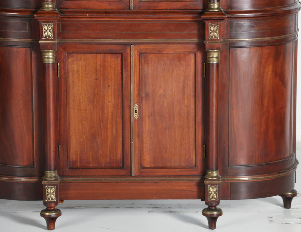 Early 20th Century Mahogany Two Piece China Cupboard
