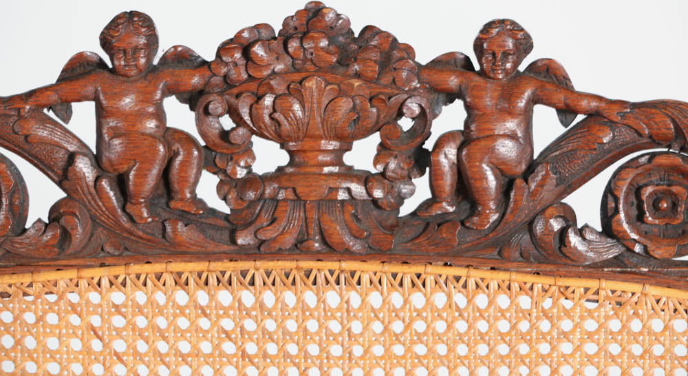 Early 20th Century Oak Caned Seteé