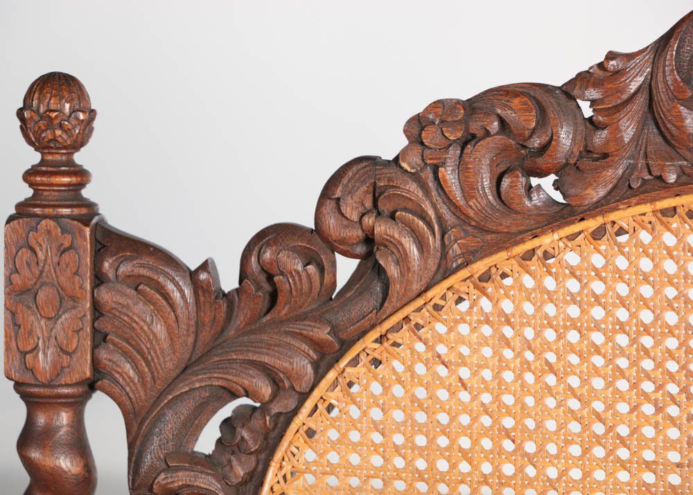 Early 20th Century Oak Caned Seteé