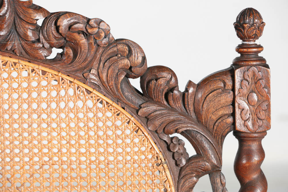 Early 20th Century Oak Caned Seteé