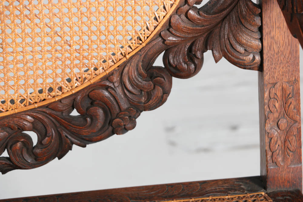 Early 20th Century Oak Caned Seteé