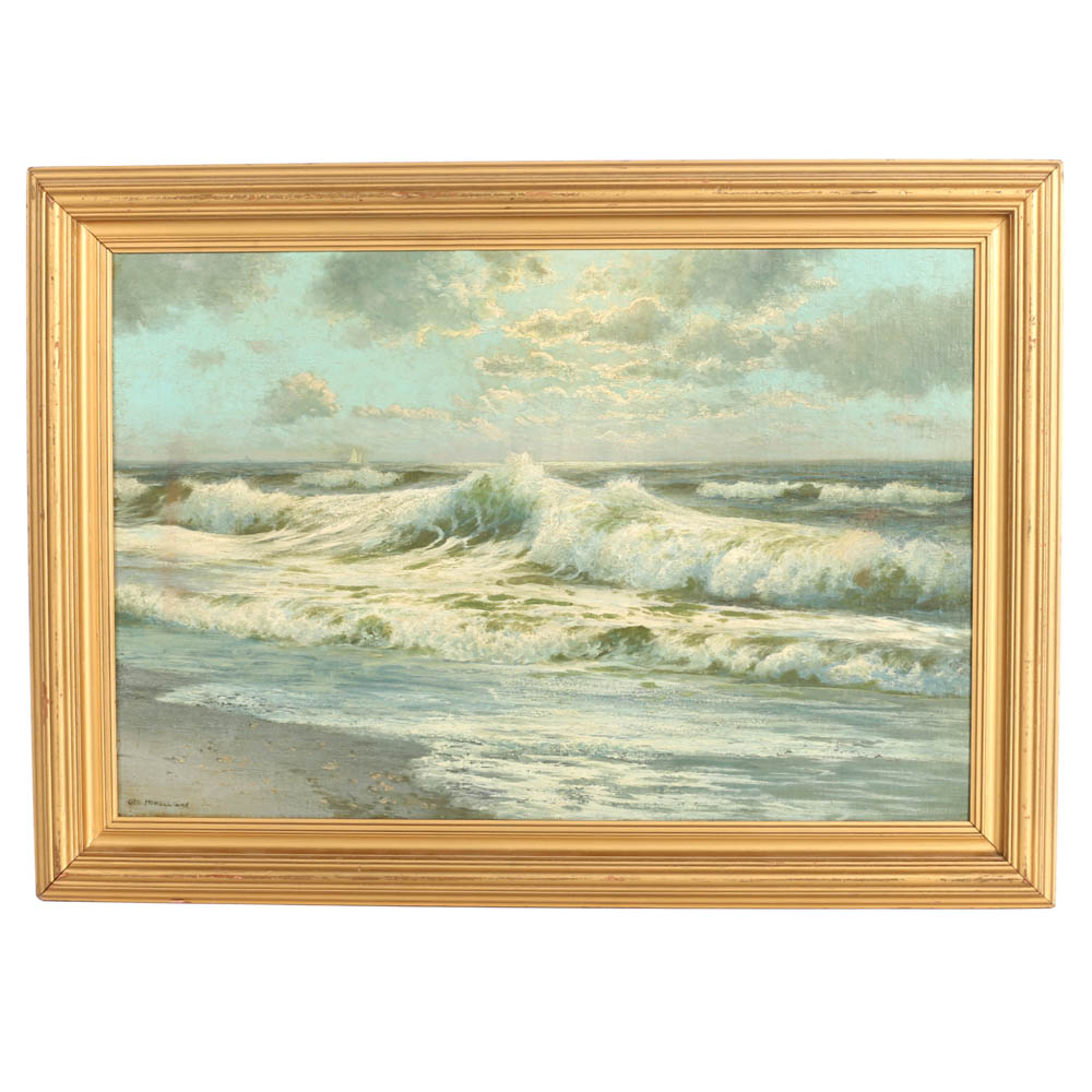 George Howell Gay (1858-1931) Painting Titled "Breaking Waves"