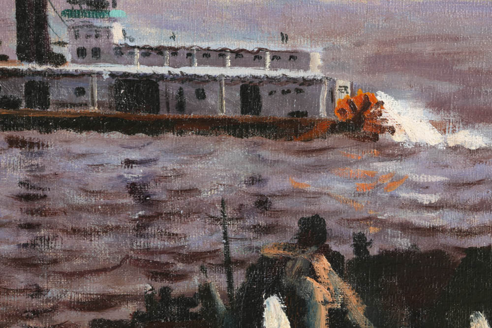 Original Cincinnati Riverscape Painting by Leo Murphy (1906-1980)