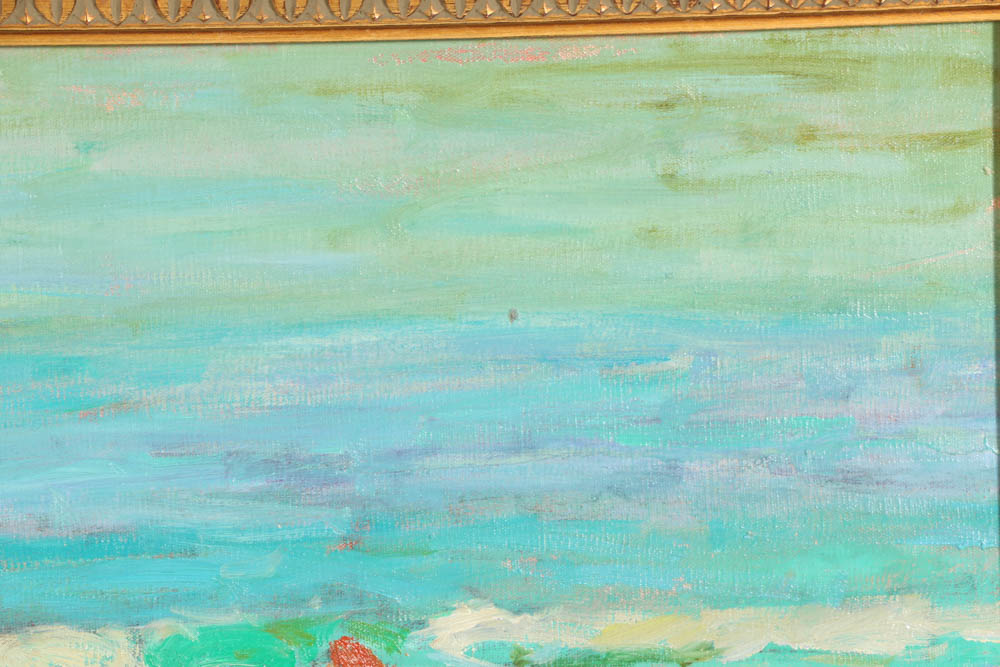 Jacques Deveau (French, 1937) Original Beach Scene on Canvas