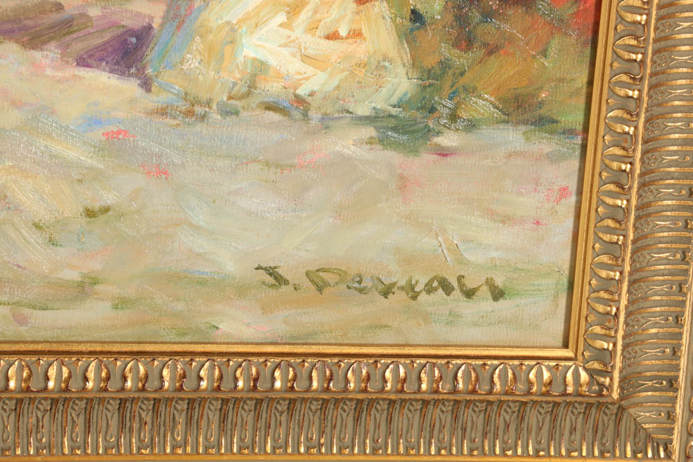 Jacques Deveau (French, 1937) Original Beach Scene on Canvas