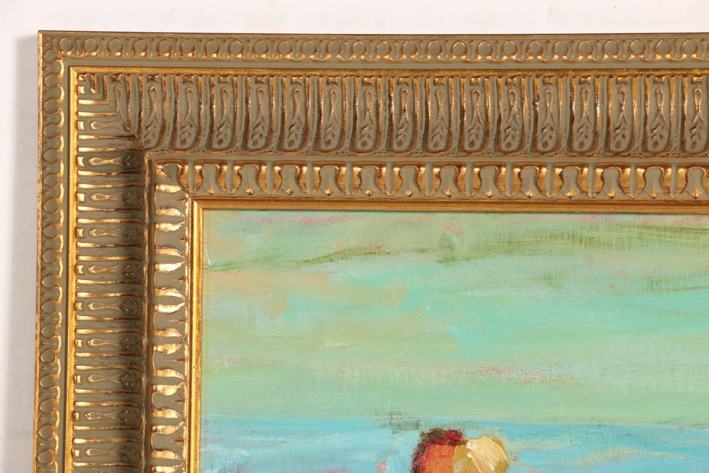 Jacques Deveau (French, 1937) Original Beach Scene on Canvas