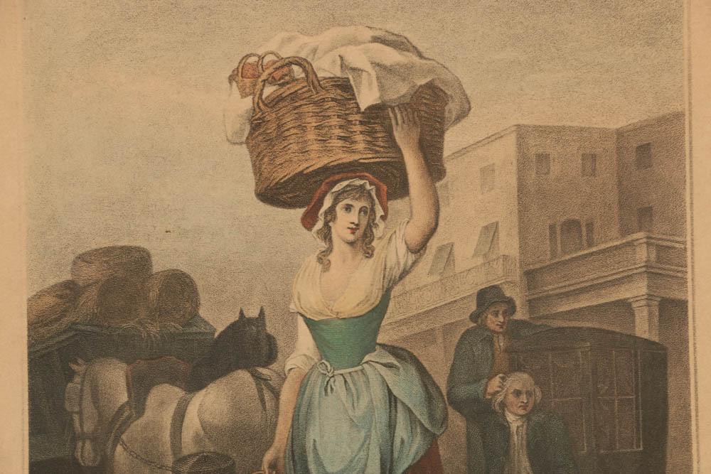 "Cries of London" Plate 9 and 12 Colored Engraving