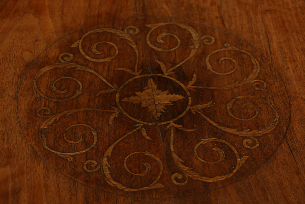 19th Century Italian Walnut Tilt Top with Delicate Marquetry