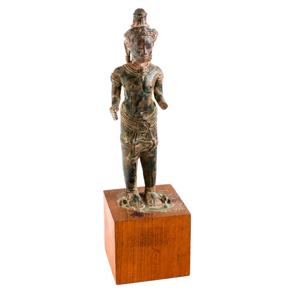 Cambodian Angkor Style Metal Statue