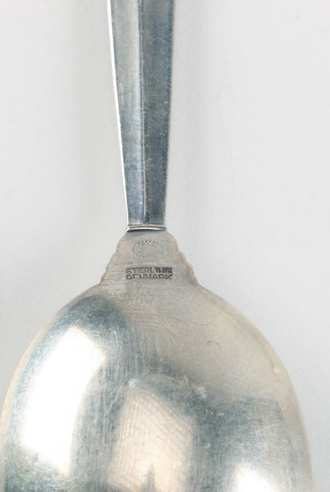 Twelve George Jensen Denmark Sterling Silver Acanthus Soup Spoons