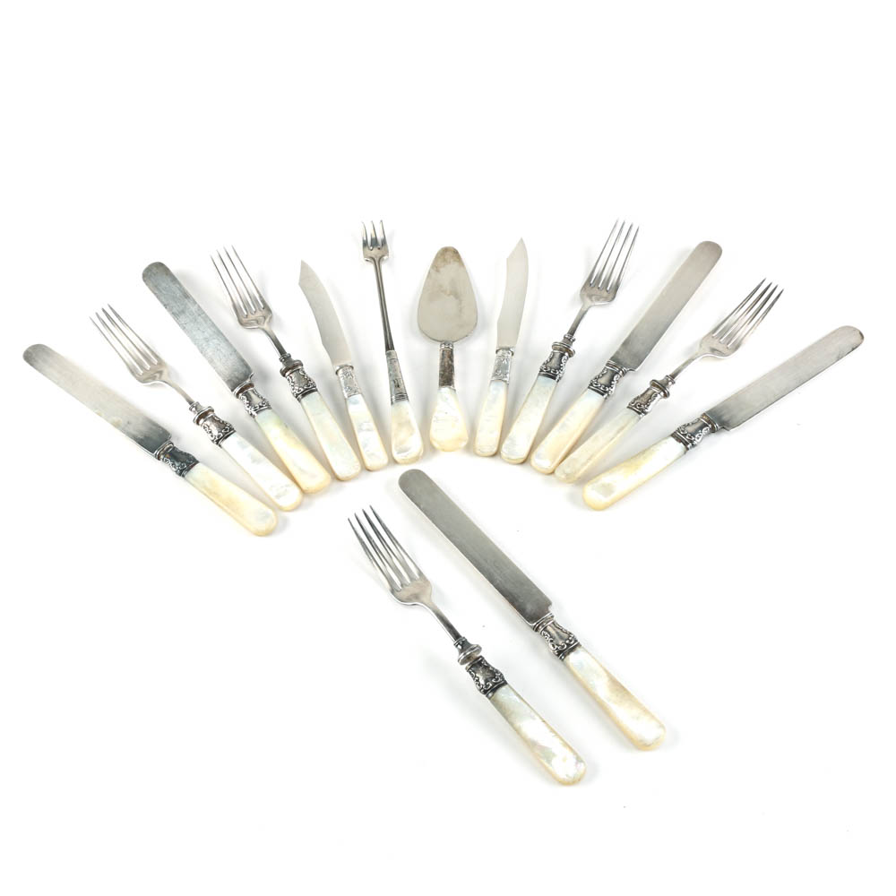 Antique Mother of Pearl Handle Luncheon Set for Five