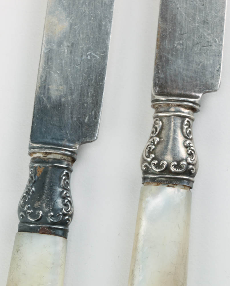 Antique Mother of Pearl Handle Luncheon Set for Five