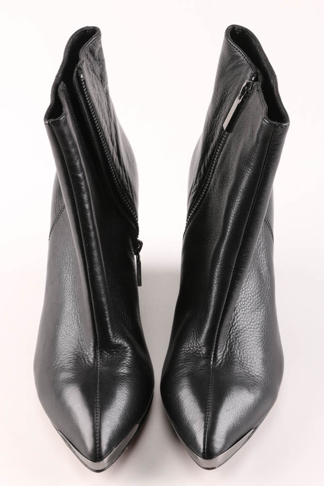 Designer Rachael Zoe Black Leather Ankle Boots with Wedge Heel
