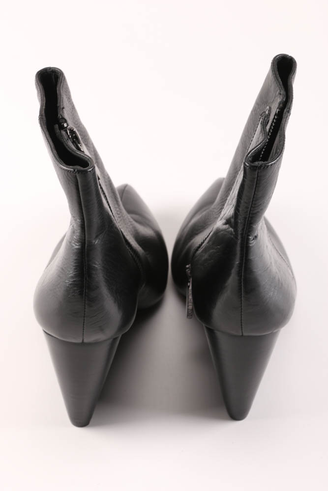 Designer Rachael Zoe Black Leather Ankle Boots with Wedge Heel