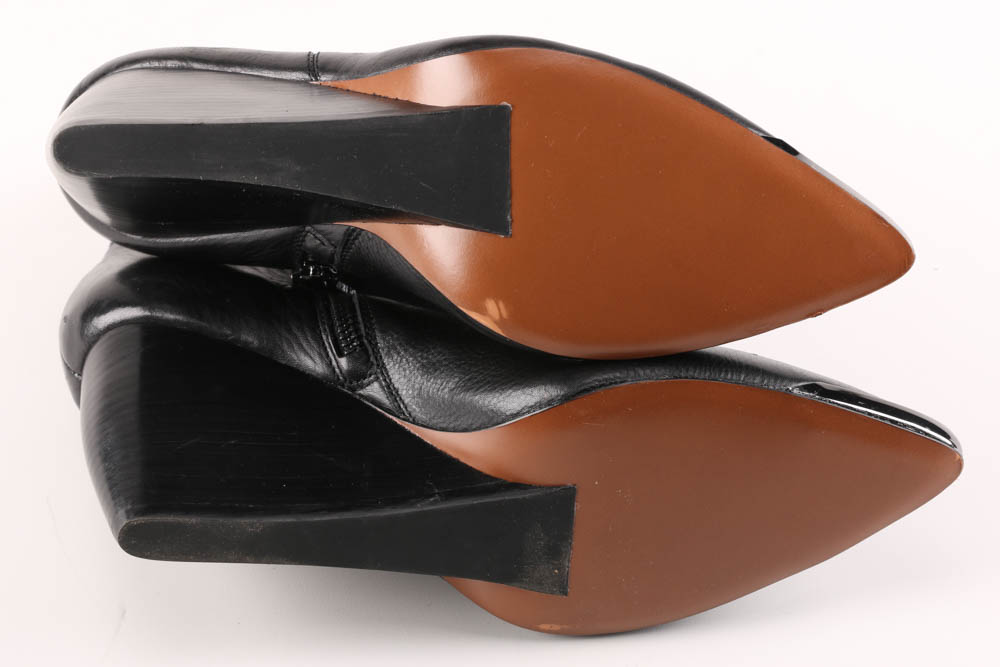 Designer Rachael Zoe Black Leather Ankle Boots with Wedge Heel