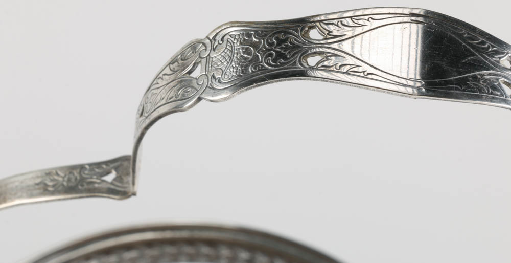 Pair of Antique Silver Plated Vases with Ruffled Rim and Handles