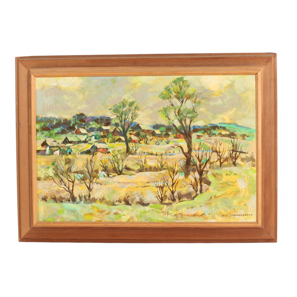 Original Oil On Board by Carl Zimmerman