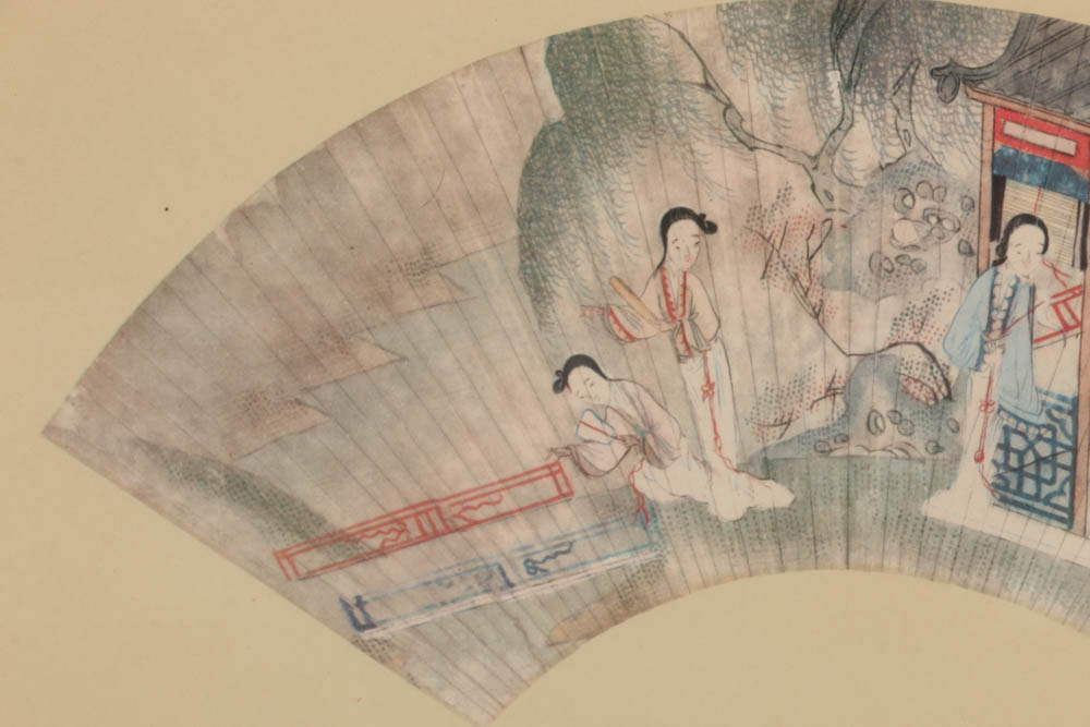 Pair of Framed Chinese Folded Fan Prints