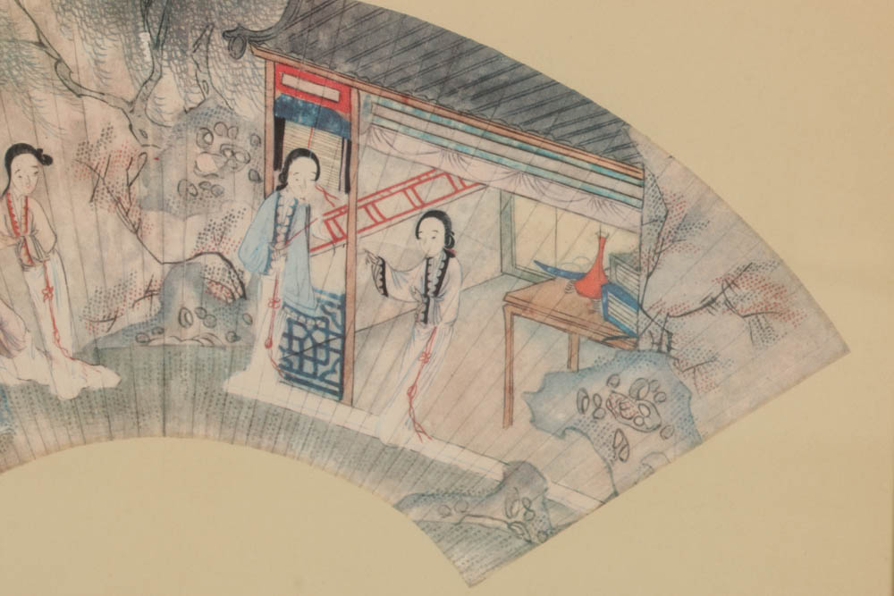 Pair of Framed Chinese Folded Fan Prints