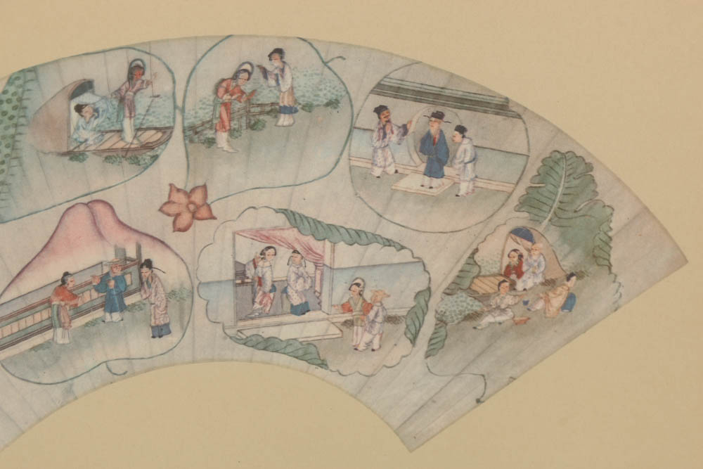 Pair of Framed Chinese Folded Fan Prints