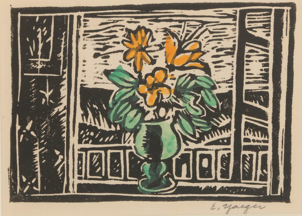 Edgar Yaeger Hand Colored Woodblock Print
