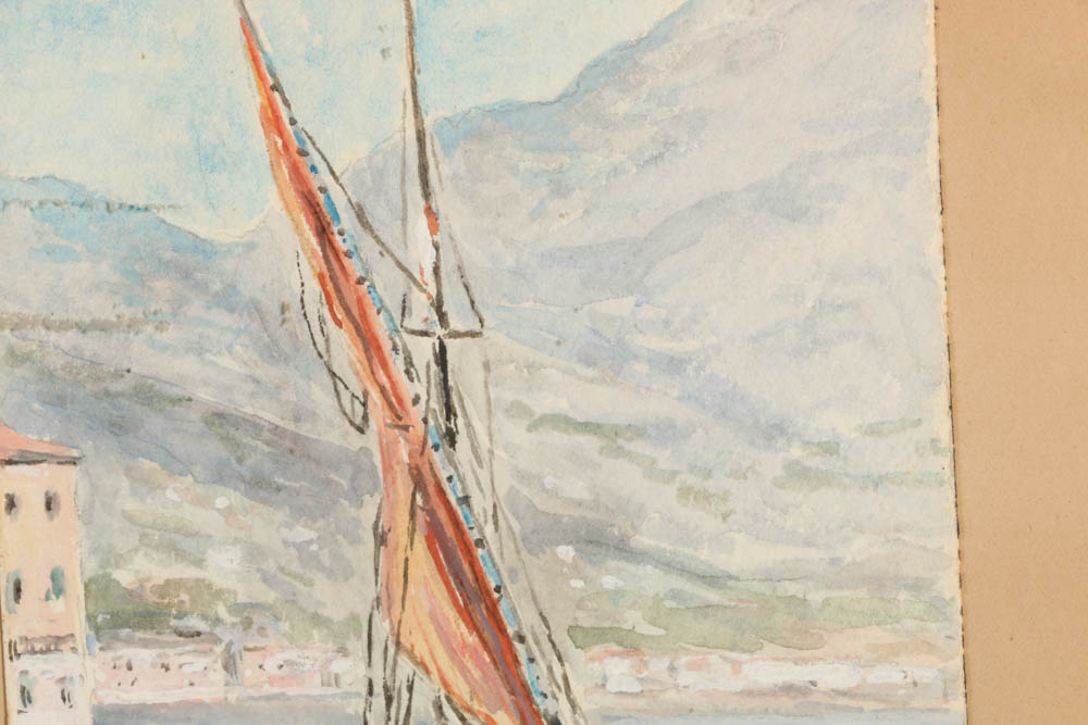 "In Mentone Harbor", Watercolor by Frank Henry Shapleigh