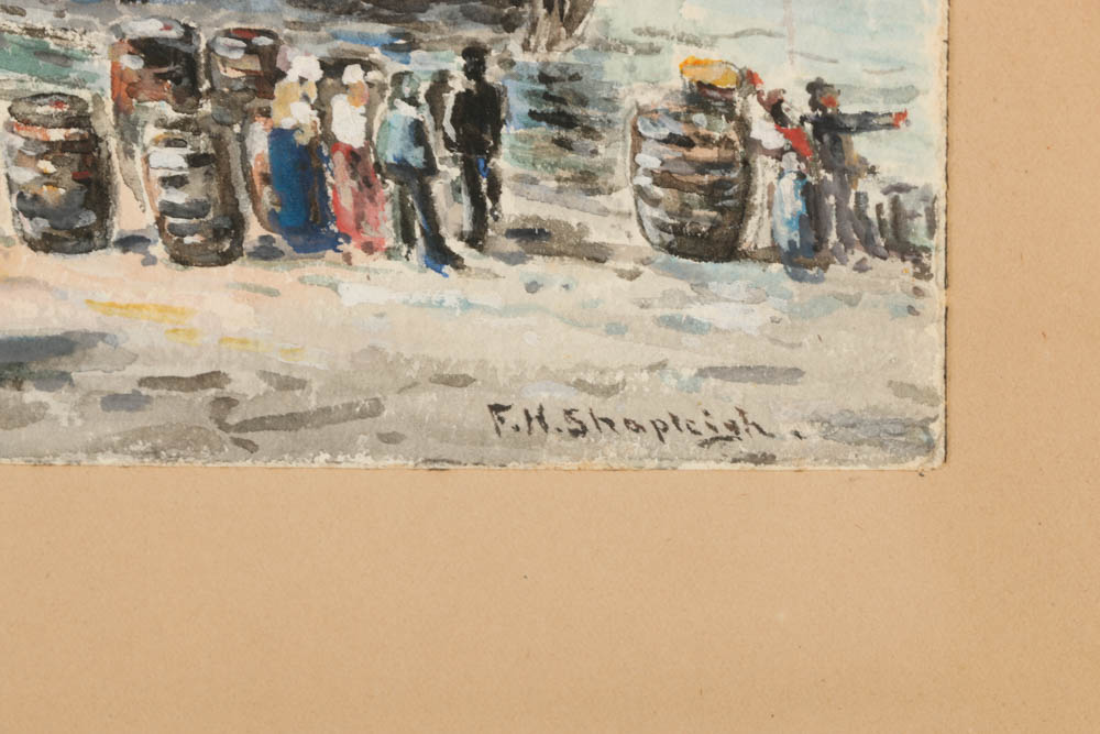 "In Mentone Harbor", Watercolor by Frank Henry Shapleigh