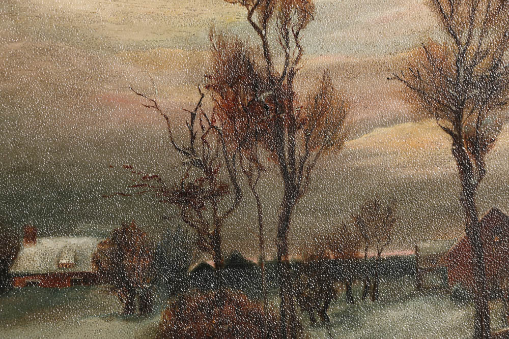 Original Oil On Canvas On Board Winter Landscape