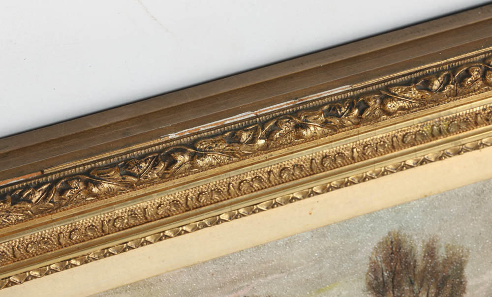 Original Oil On Canvas On Board Winter Landscape