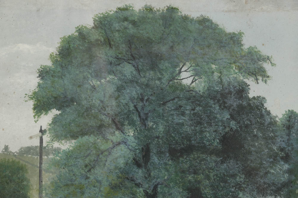 Circa 1908 Painting of English Landscape and Millstream, Signed