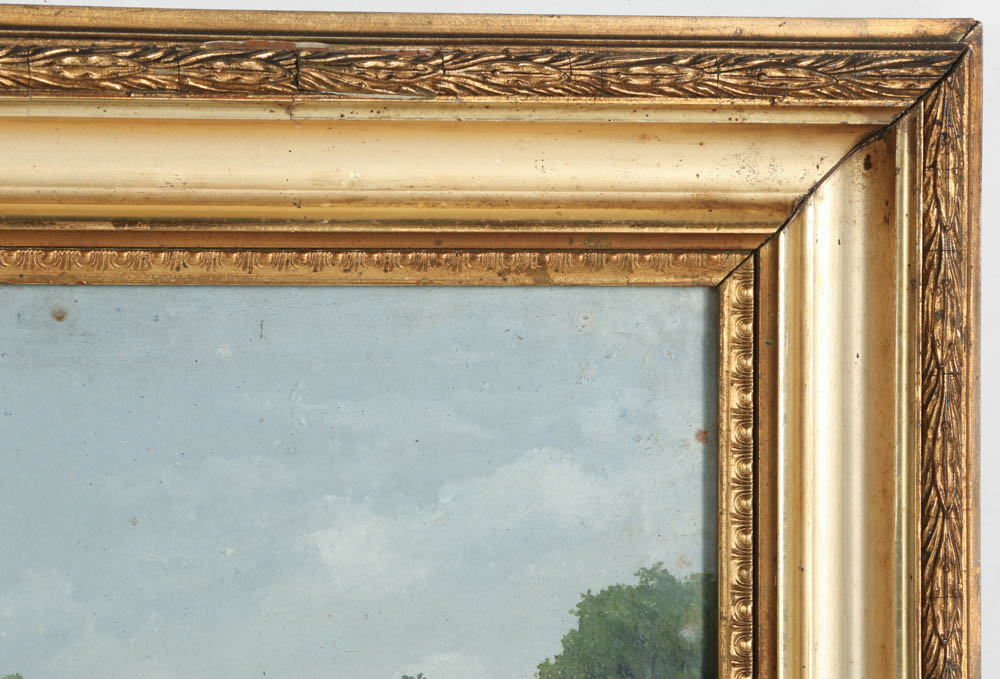 Circa 1908 Painting of English Landscape and Millstream, Signed