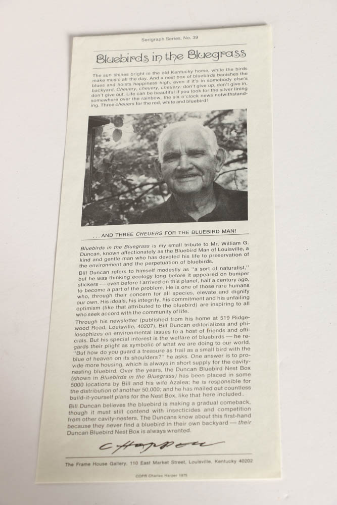 Charley Harper Serigraph "Bluebirds in the Bluegrass, Signed