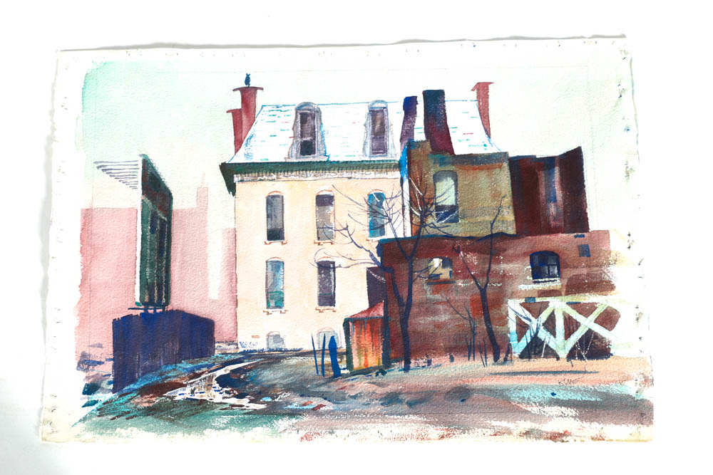 Wesley Kime Original Urban Scene Watercolor