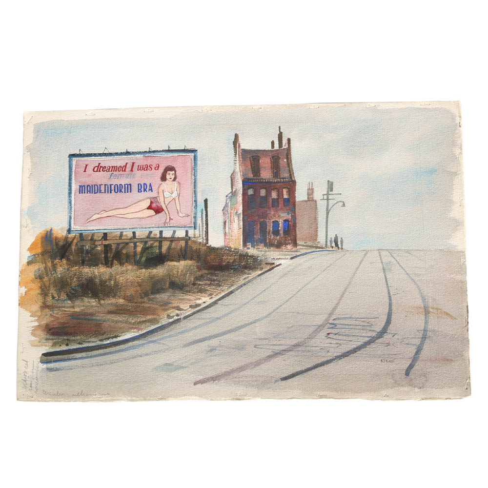 Wesley Kime Original Urban Scene Watercolor - "Maidenform"