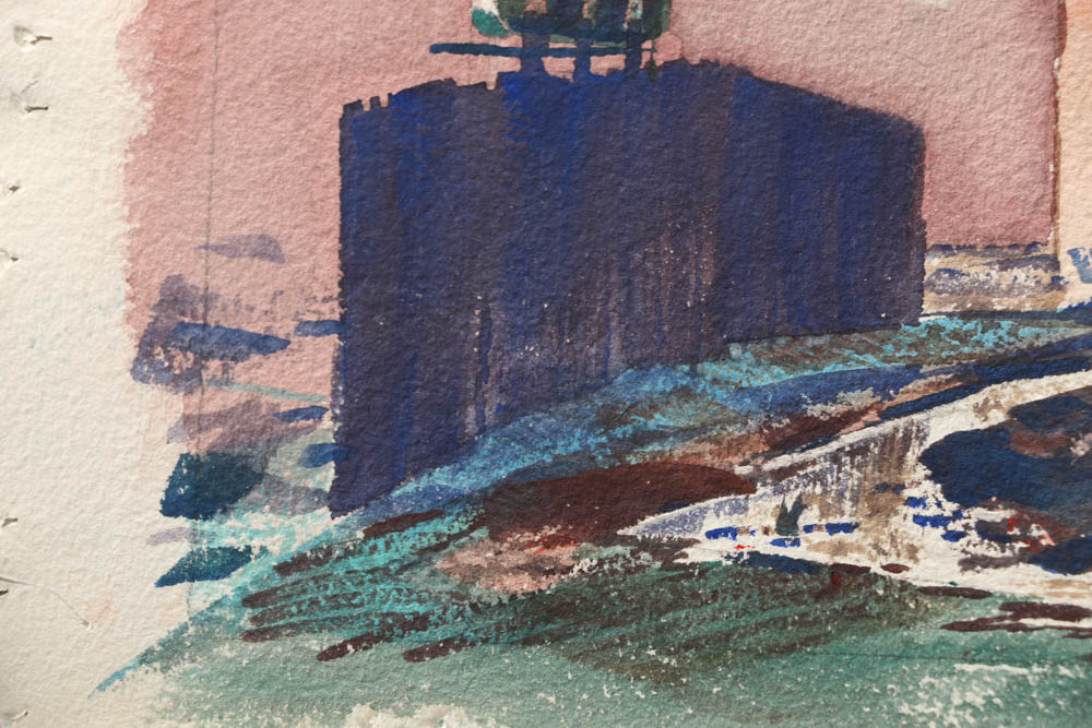 Wesley Kime Original Urban Scene Watercolor