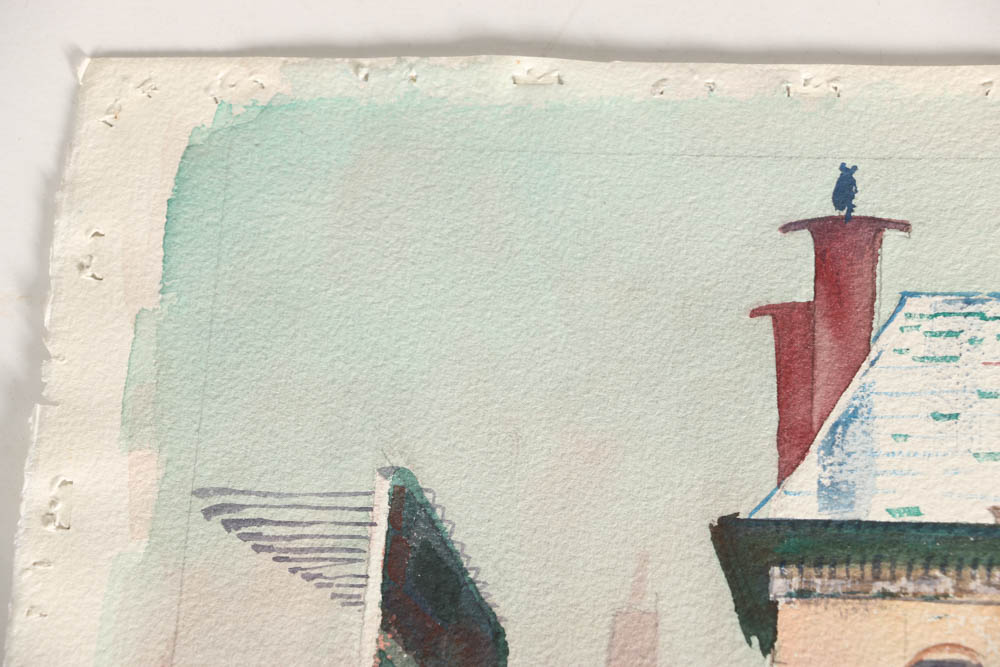 Wesley Kime Original Urban Scene Watercolor