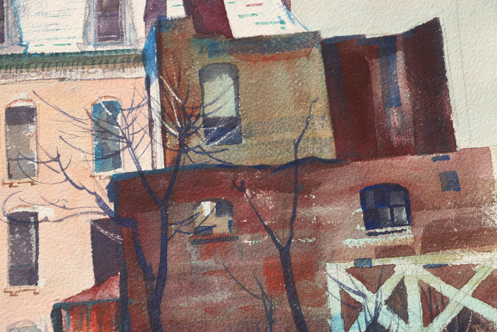Wesley Kime Original Urban Scene Watercolor