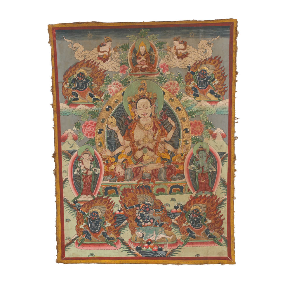 Well Executed 18-19th Century Tibetan Thangka Scroll Painting of Ushnishavijaya