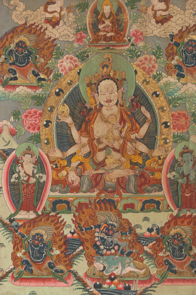 Well Executed 18-19th Century Tibetan Thangka Scroll Painting of Ushnishavijaya
