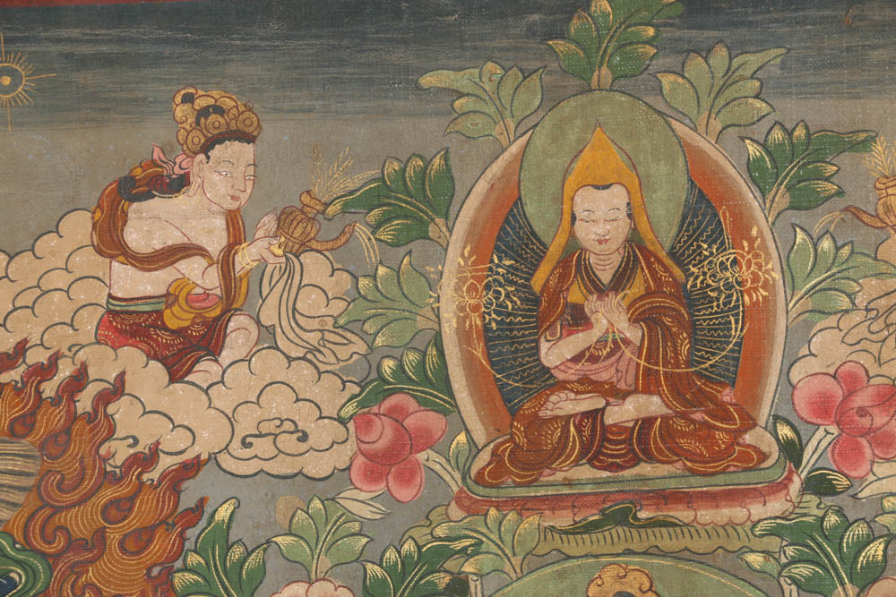 Well Executed 18-19th Century Tibetan Thangka Scroll Painting of Ushnishavijaya