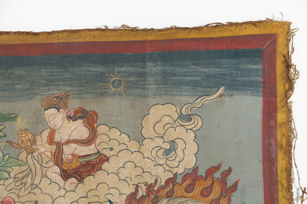 Well Executed 18-19th Century Tibetan Thangka Scroll Painting of Ushnishavijaya