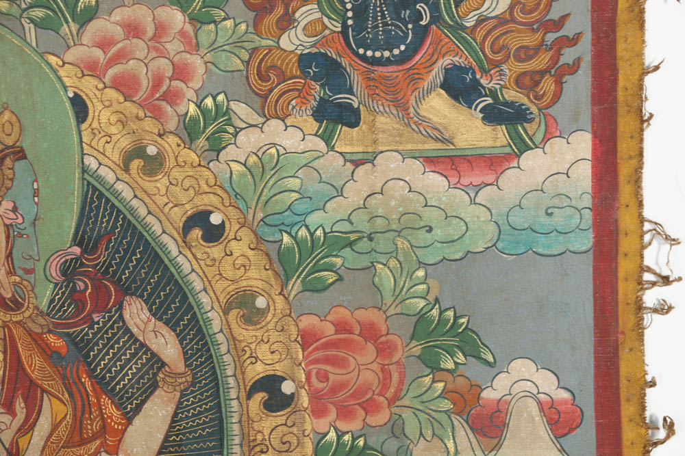Well Executed 18-19th Century Tibetan Thangka Scroll Painting of Ushnishavijaya