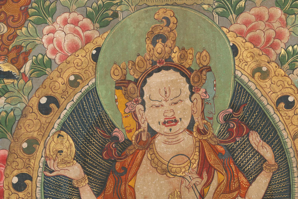Well Executed 18-19th Century Tibetan Thangka Scroll Painting of Ushnishavijaya
