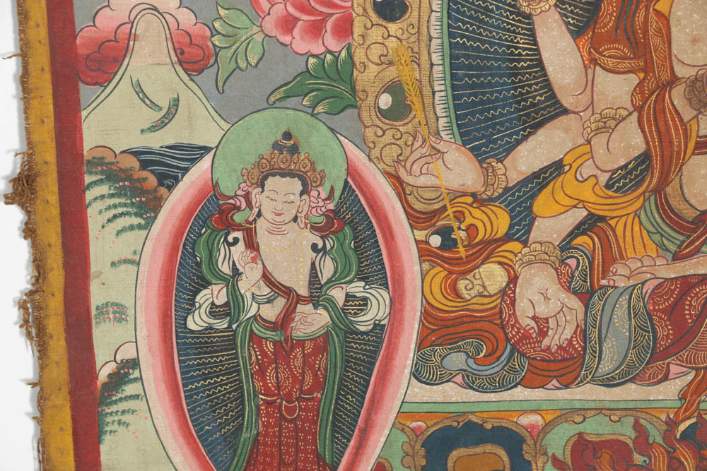Well Executed 18-19th Century Tibetan Thangka Scroll Painting of Ushnishavijaya
