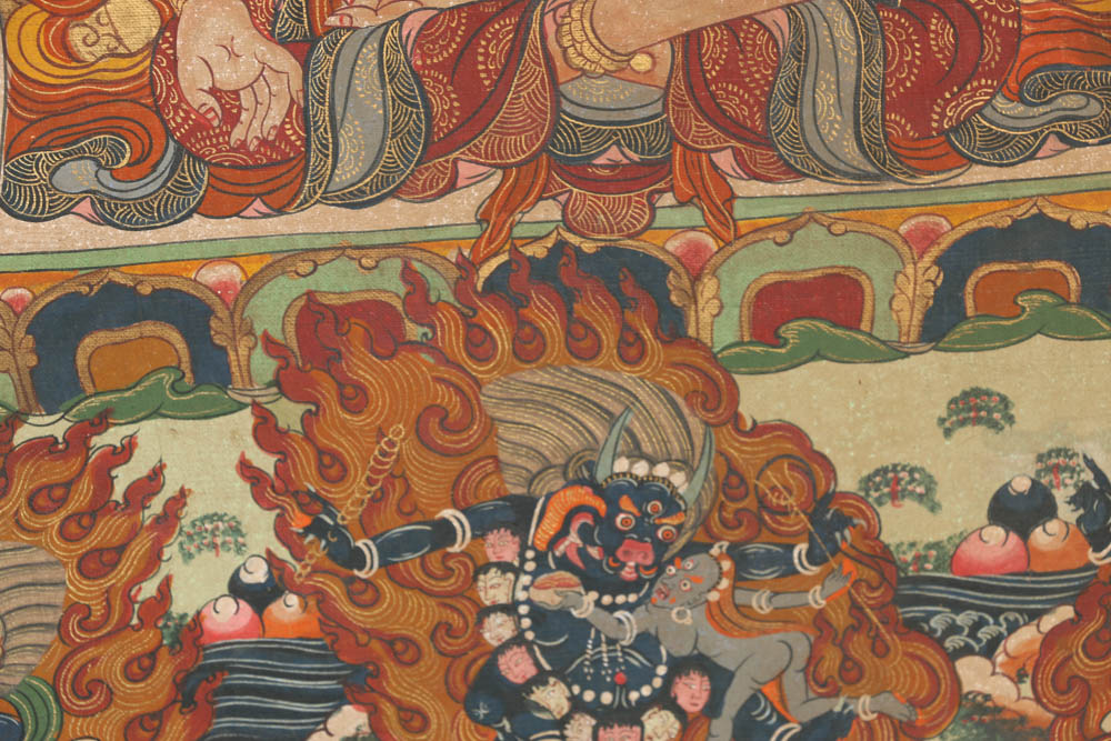 Well Executed 18-19th Century Tibetan Thangka Scroll Painting of Ushnishavijaya