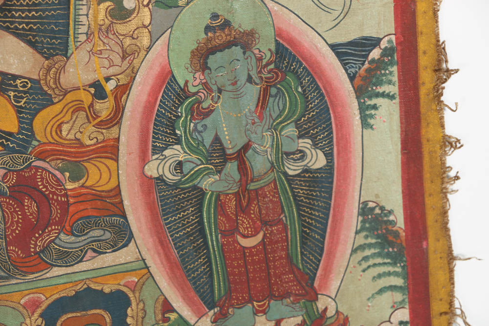 Well Executed 18-19th Century Tibetan Thangka Scroll Painting of Ushnishavijaya