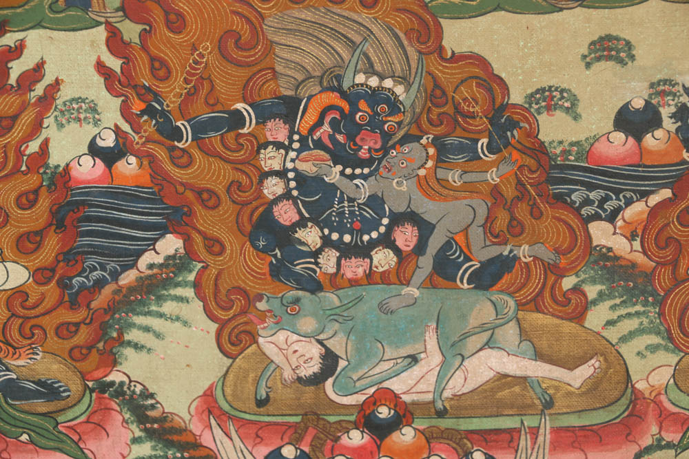 Well Executed 18-19th Century Tibetan Thangka Scroll Painting of Ushnishavijaya